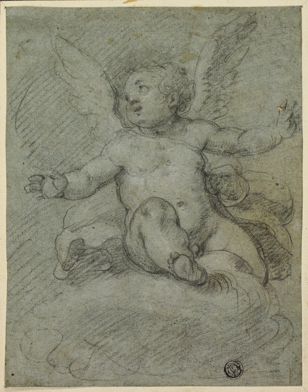 Putto جالسًا على الغيوم بواسطة دينيس كالفيرت