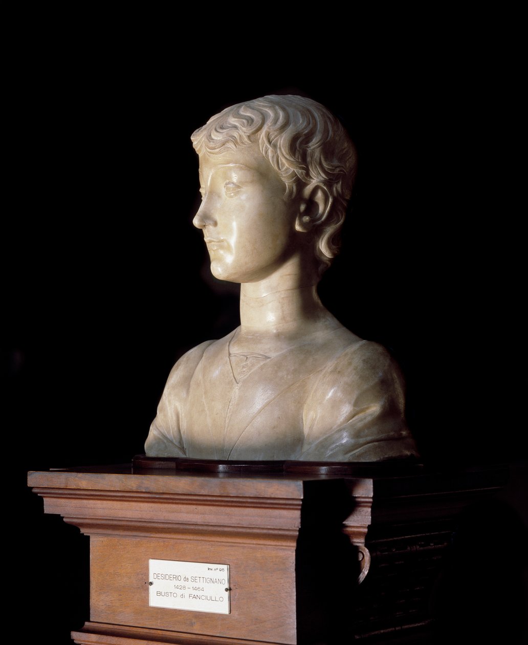 تمثال شاب من قبل Desiderio da Settignano (حوالي 1430-1464) 1450-1455 خافت 40x34.5 سم فلورنسا ، متحف بارجيلو الوطني بواسطة Desiderio da Settignano