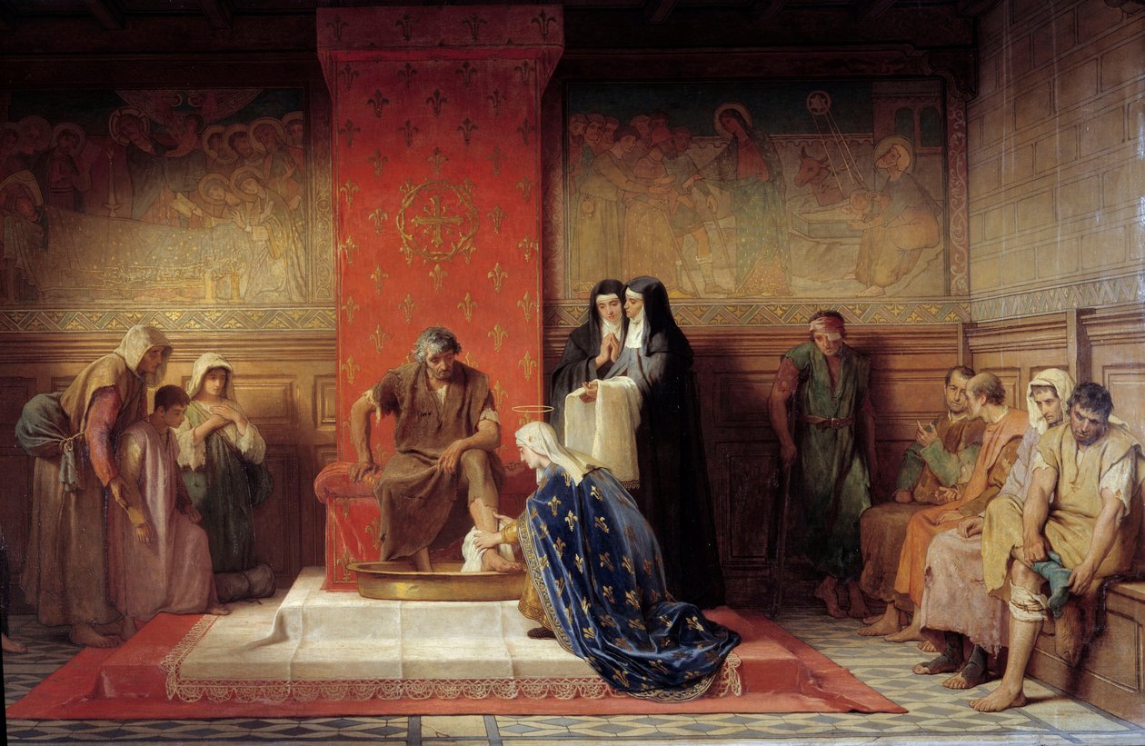 القديسة إليزابيث من فرنسا (أخت سانت لويس) تغسل أقدام الفقراء اللوحة بواسطة Desire Laugee (1823-1896) 1865 بواسطة رغبة فرانسوا لاوج