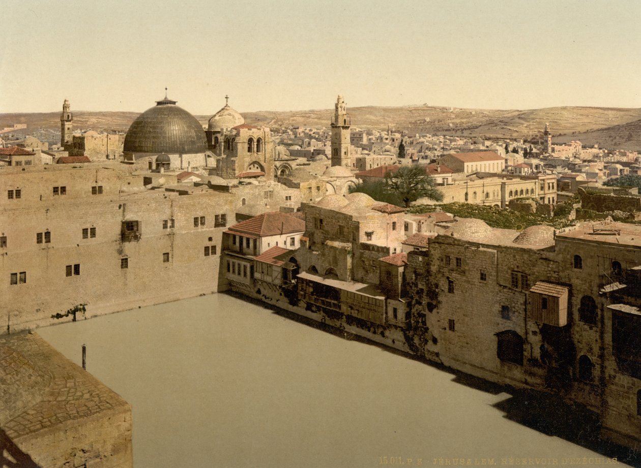 بركة حزقيا ، القدس ، الأرض المقدسة ، حوالي ١٨٩٠ - ١٩٠٠ (طباعة ضوئية) بواسطة شركة ديترويت للتصوير