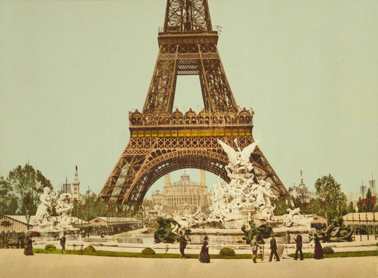 نافورة وبرج إيفل ، معرض يونيفرسال ، باريس ، فرنسا ، c.1900 بواسطة شركة ديترويت للنشر