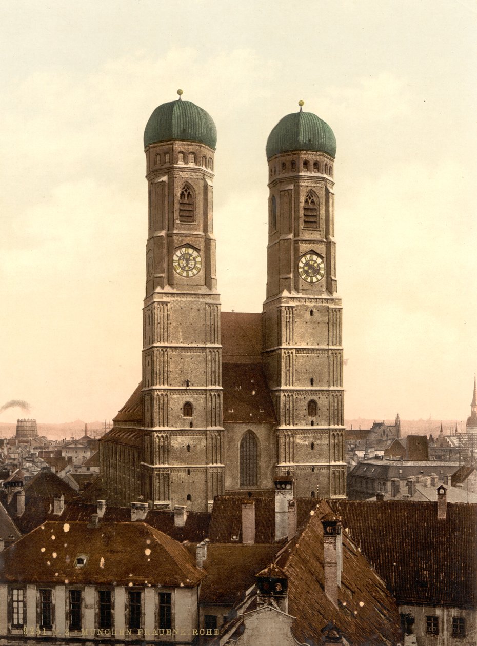 Frauenkirche ، ميونيخ ، بافاريا ، ألمانيا ، طباعة الفوتوكروم ، c.1900 بواسطة شركة ديترويت للنشر