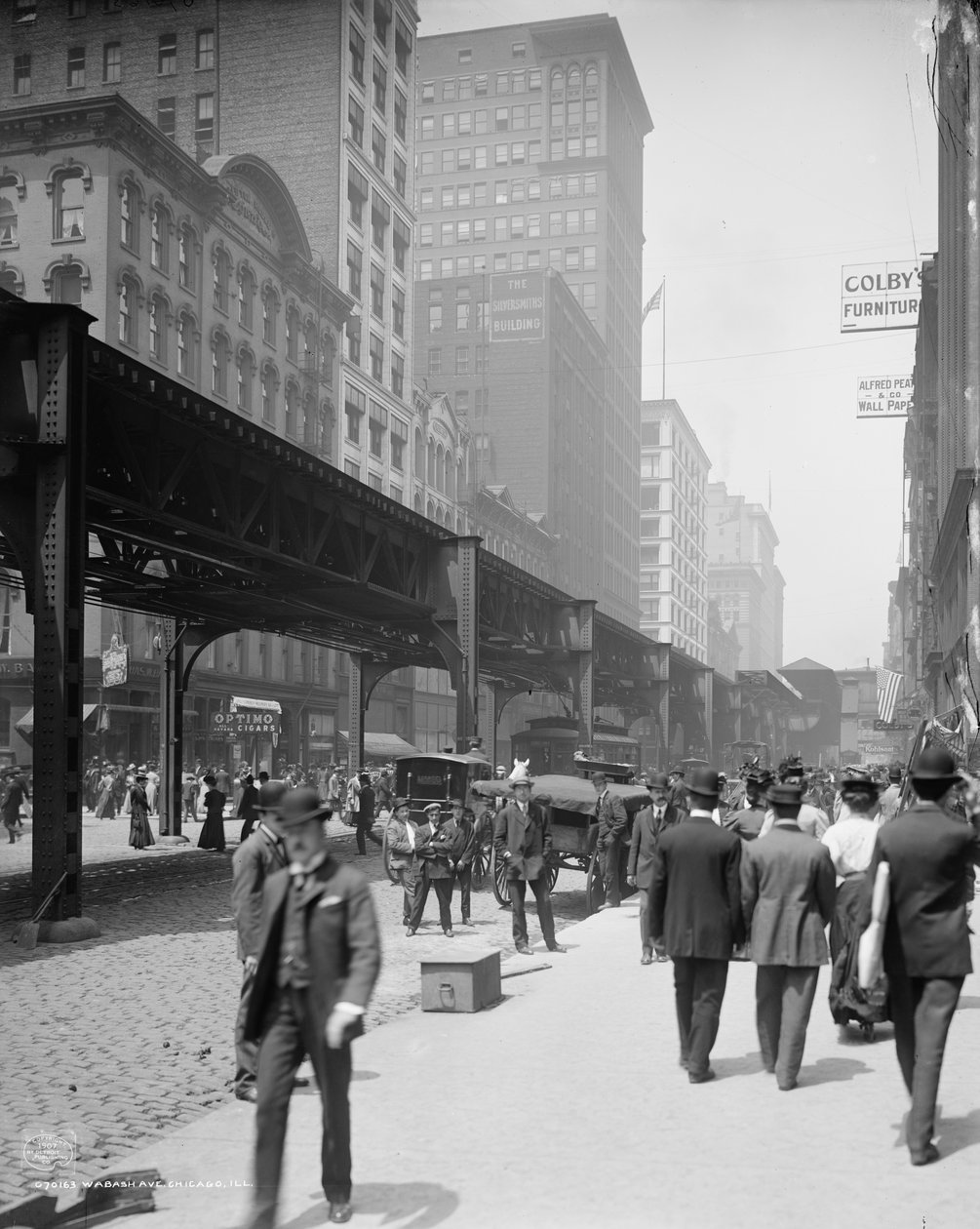 Wabash Avenue، Chicago، c.1907 (b / w photo) بواسطة شركة ديترويت للنشر
