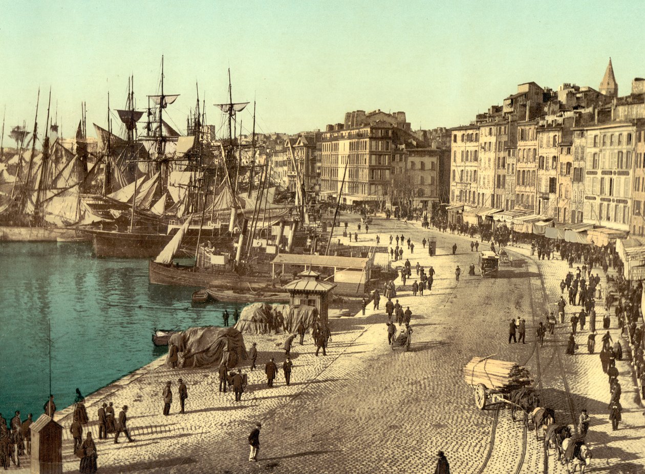 الميناء القديم (Vieux-Port) ، مرسيليا ، فرنسا ، c.1890-1900 (photochrom) بواسطة شركة ديترويت للنشر