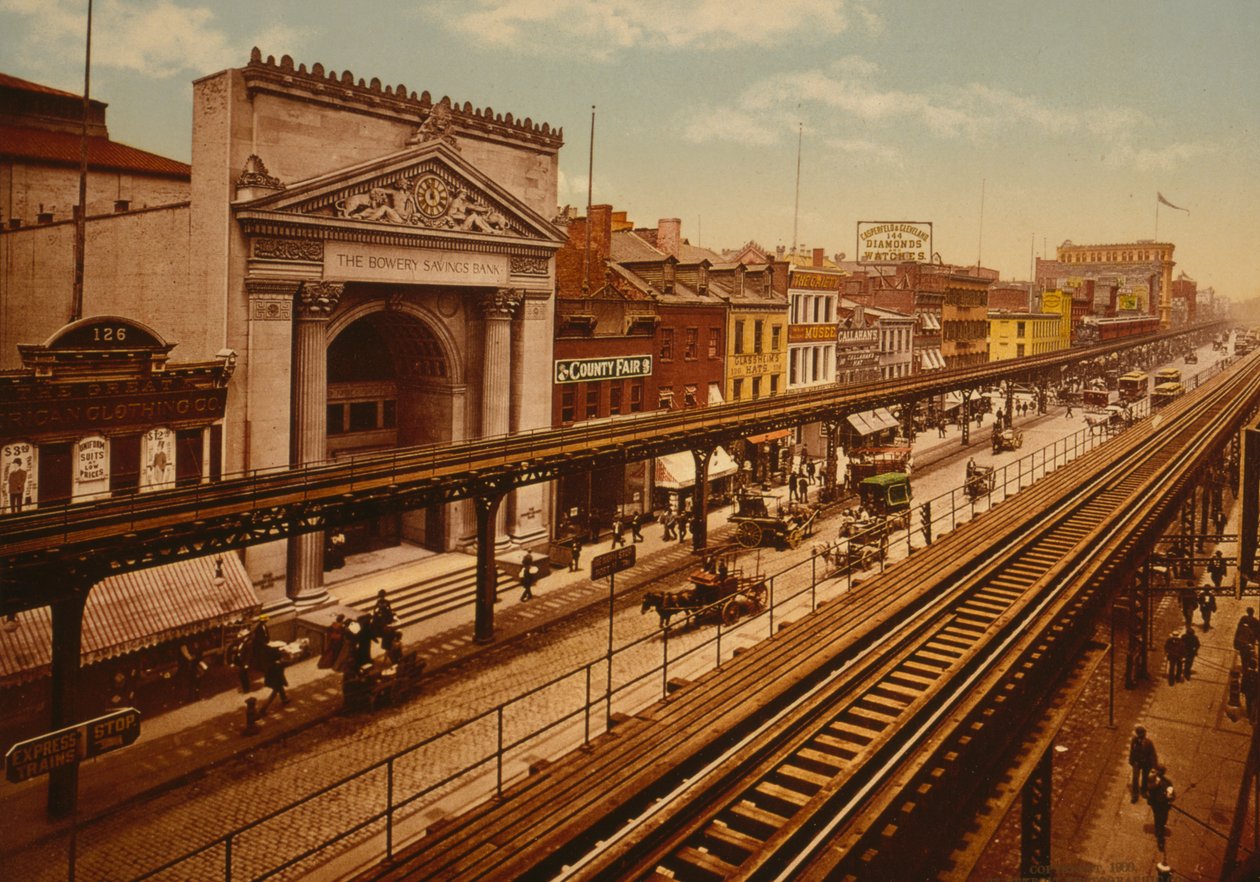 The Bowery ، مدينة نيويورك ، c.1900 (photochrom) بواسطة شركة ديترويت للنشر