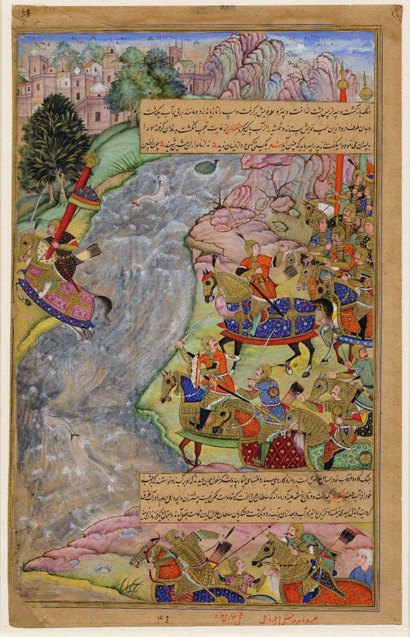 جلال الدين خوارزم شاه عبور نهر السند السريع ، هربًا من جنكيز خان وجيشه ، 1597 بواسطة دارم ذات