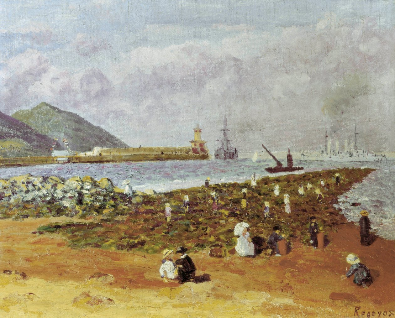 لا اسكوليرا (كاسر الأمواج أو كاسر الأمواج). لوحة لداريو دي ريجويوس (1875-1913). زيت على قماش. الانطباعية الاسبانية. متحف Monistrol في مونتسيرات في برشلونة. بواسطة Diario أو Dario de Regoyos y Valdes