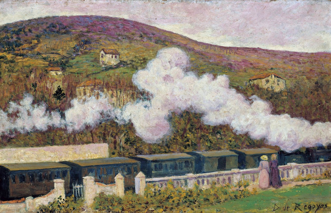 مرور القطار - Regoyos y Valdes، Dario de (1857-1913) - 1902 - زيت على خشب - 35x55 - متحف كارمن تيسين ، ملقة بواسطة Diario أو Dario de Regoyos y Valdes