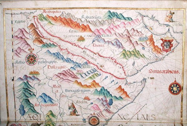 مصر والمملكة العربية السعودية ، تفاصيل من أطلس عالمي ، 1565 بواسطة دييغو هوميم