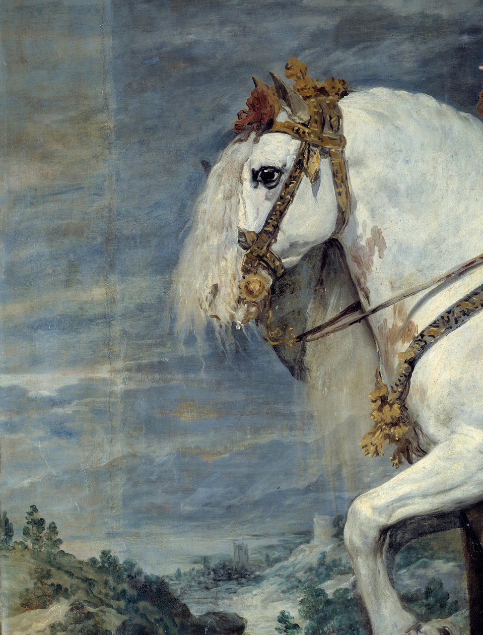 صورة الفروسية لإيزابيل الفرنسية (1602-1644) ، زوجة فيليب الرابع ملك إسبانيا عام 1616 التفاصيل. رسم دييجو فيلاسكيز (1599-1660) 1635 صن. 3،01x3،14 م مدريد ، متحف برادو بواسطة دييجو فيلاسكيز