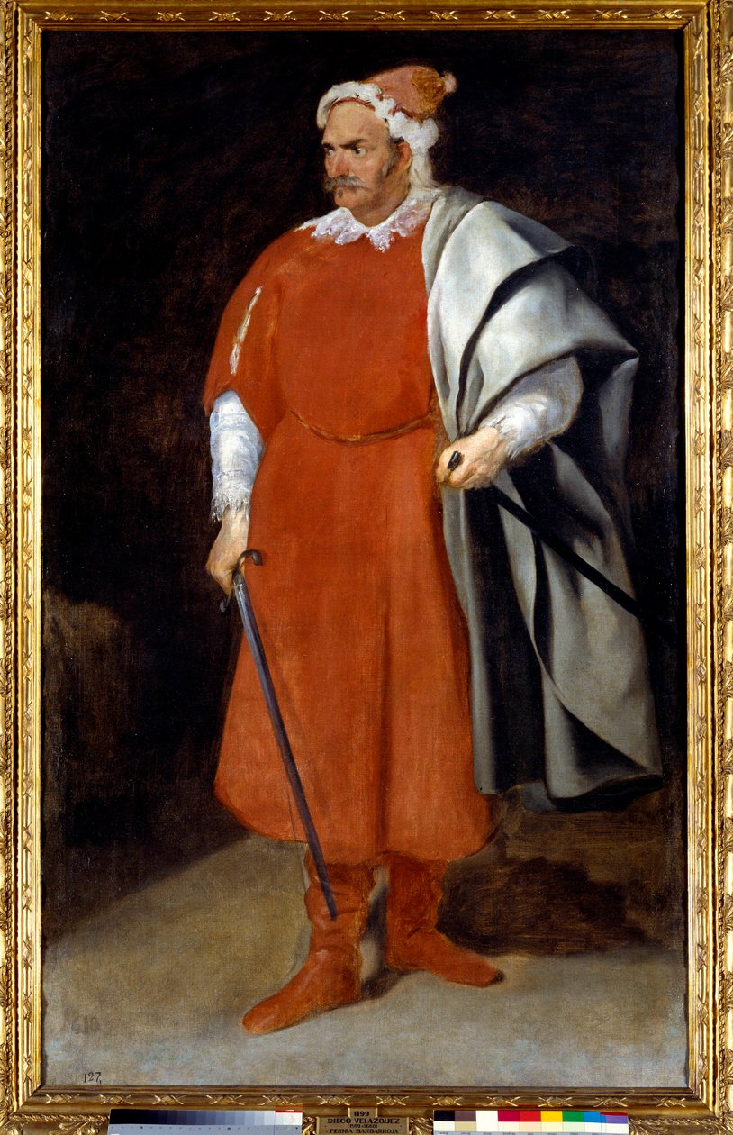 صورة لمهرج كريستوبال من Castaneda vetu بالتركية (Barbarroja أو Red Beard ، Red Brabe). لوحة دييغو رودريغيز دي سيلفا إي فيلاسكيز (1599-1660) ، ص 1637-40. زيت على قماش. الأبعاد: 1،98 × 1،21 م. مدريد ، متحف دو برادو بواسطة دييجو فيلاسكيز