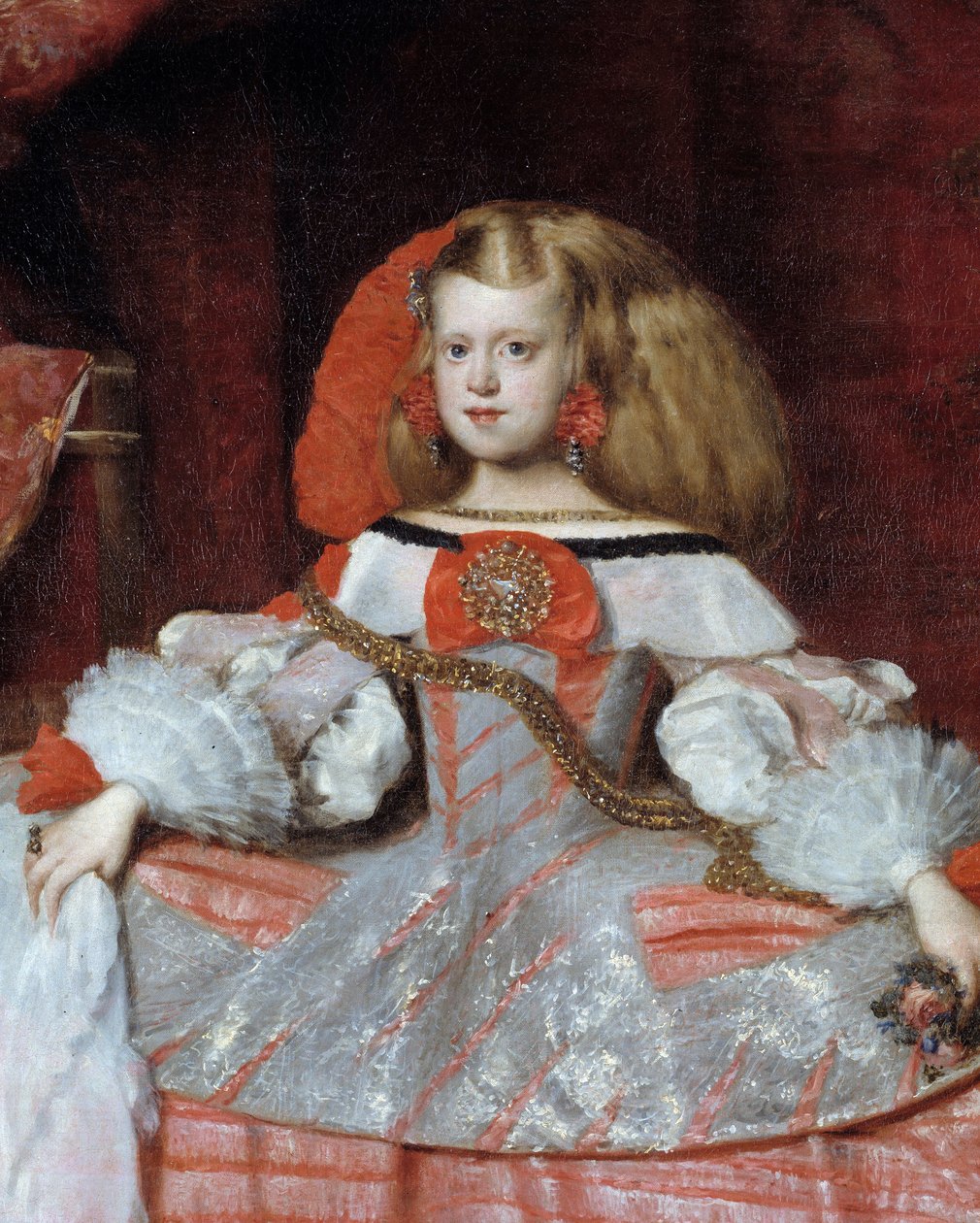 صورة للإنفانت مارغريتا من النمسا (1651-1673) ، ابنة فيليب الرابع التفاصيل. لوحة دييغو فيلاسكيز (1599-1660) ، حوالي 1659. خافت. 2،12x1،47 م. مدريد ، متحف برادو. بواسطة دييجو فيلاسكيز