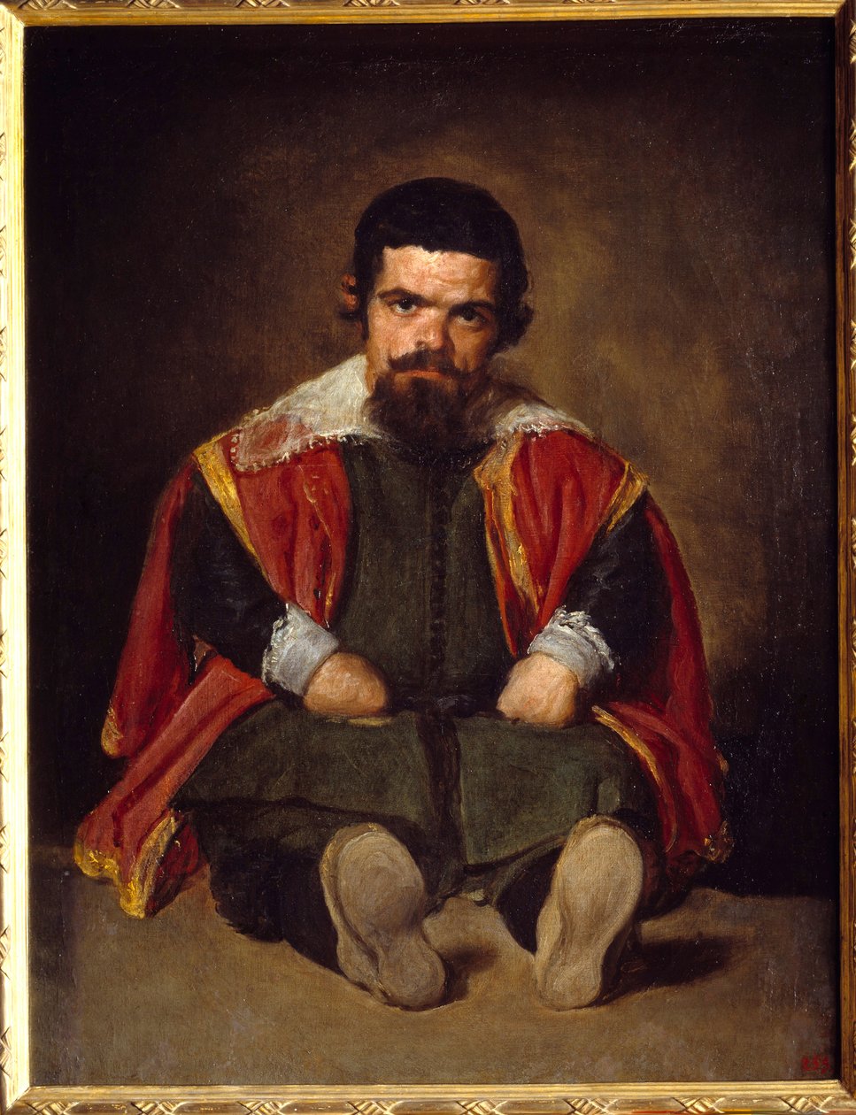 صورة للمهرج سيباستيان دي مورا قزم في قاعة المحكمة. رسم دييجو فيلاسكيز (1599-1660) حوالي 1645 ، صن. 1،06x0،81 m Madrid Musee du Prado - صورة للمهرج سيباستيان دي مورا - قزم المحكمة - جالس. لوحة دييغو فيلاسكيز (أو Ve بواسطة دييجو فيلاسكيز