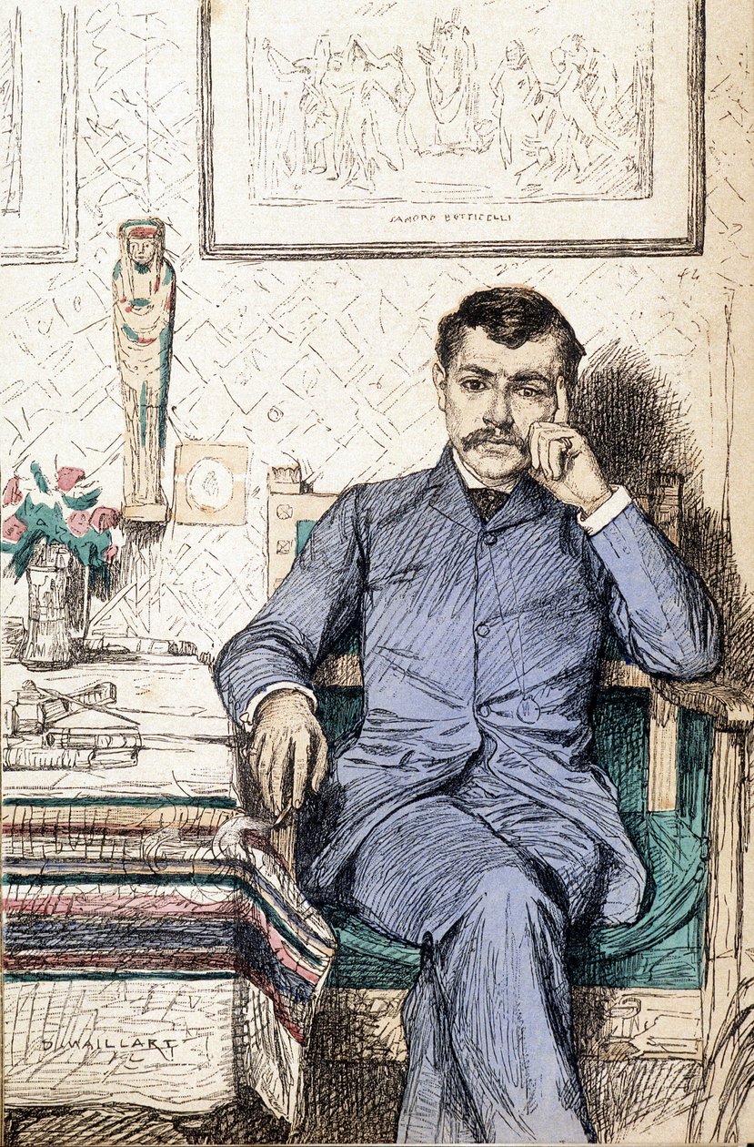 صورة بول بورجيه ، الروائي الفرنسي (1852-1935) (نقش) بواسطة Diogene Ulysse Napoleon Maillart