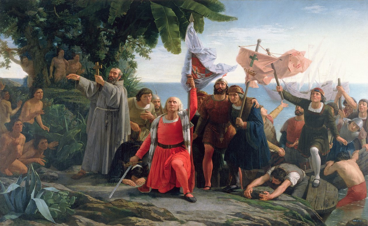 الهبوط الأول لكريستوفر كولومبوس (1450-1506) في أمريكا ، 1862 بواسطة ديوسكورو تيوفيلو بويبلا تولين