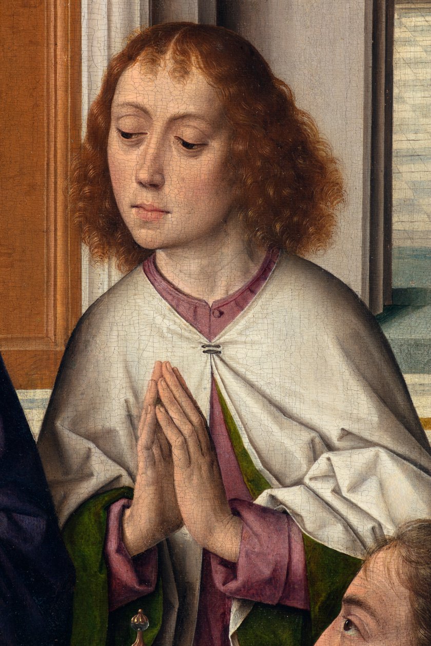 كنيسة الرعية (كنيسة أبرشية القديس بطرس). تلوين. العشاء الأخير. ديرك بولتس. 1464-1468. التفاصيل. لوحة مركزية. بواسطة ديرك بوتس