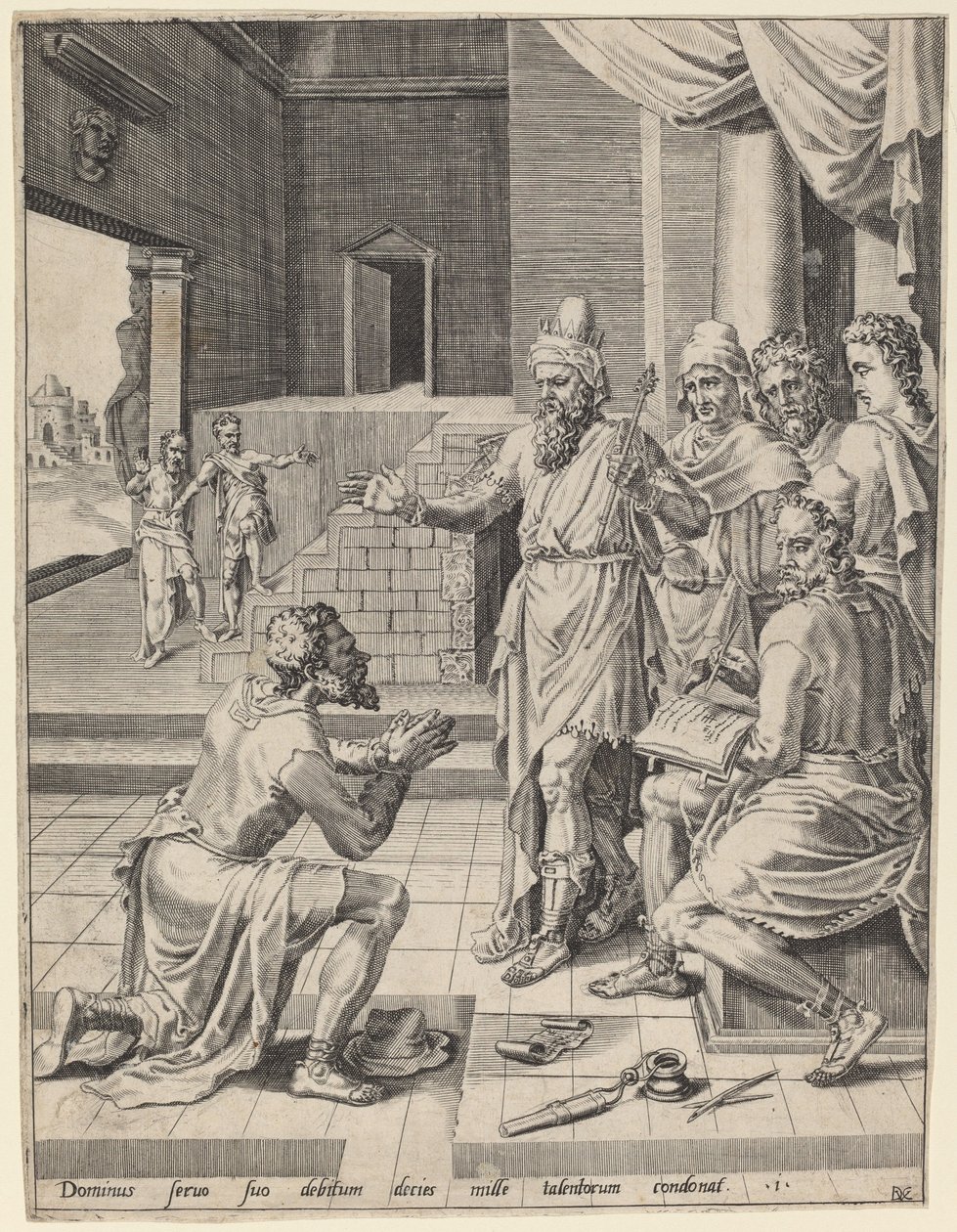 الملك يغفر لعبده دينه بواسطة ديرك فولكرتز كورنهرت بعد Maerten van Heemskerck