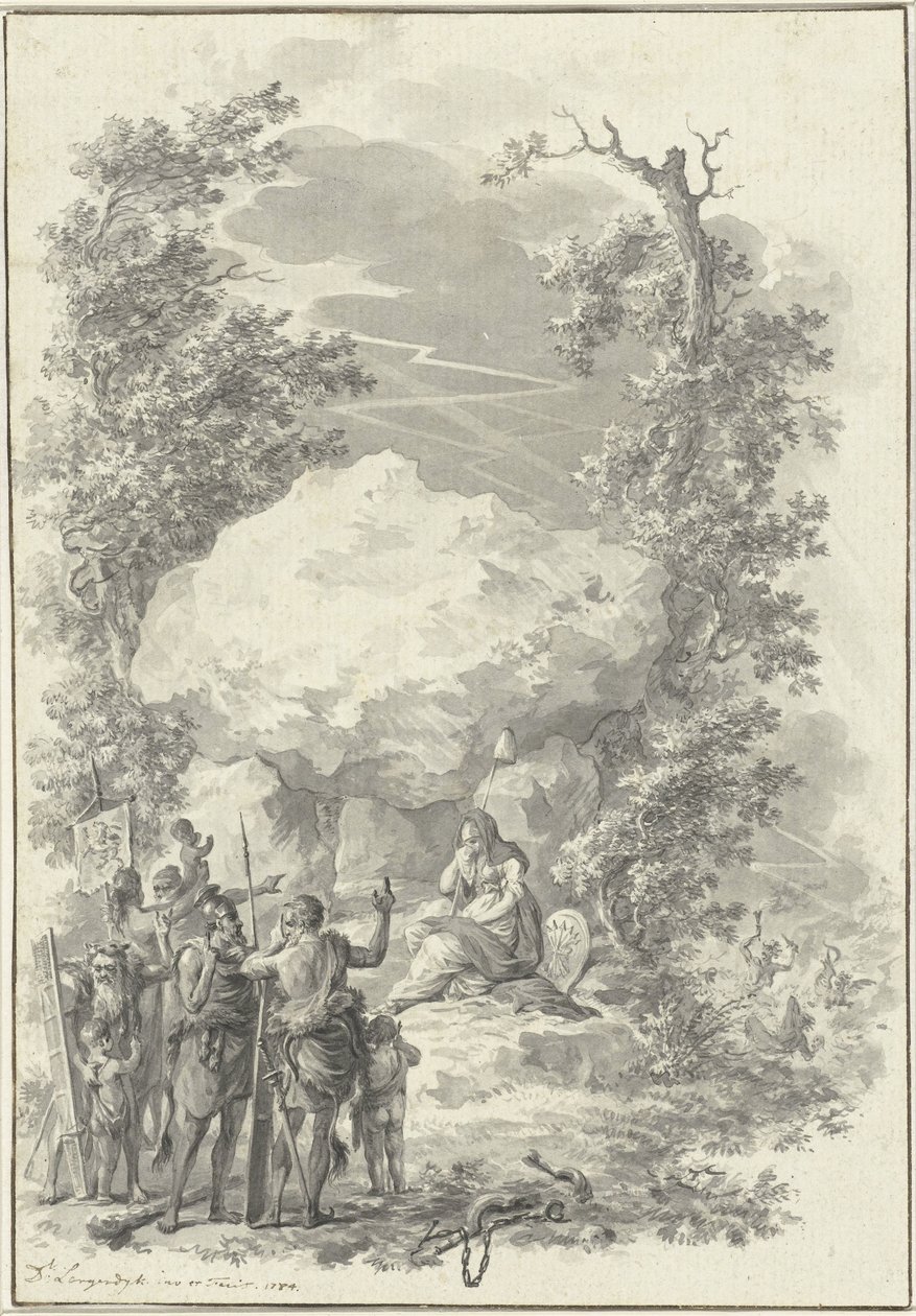 رمزية على وفاة جوان ديرك فان دير كابلين توت دن بول ، 1784 بواسطة ديرك لانجينديك (توقيع الفنان)