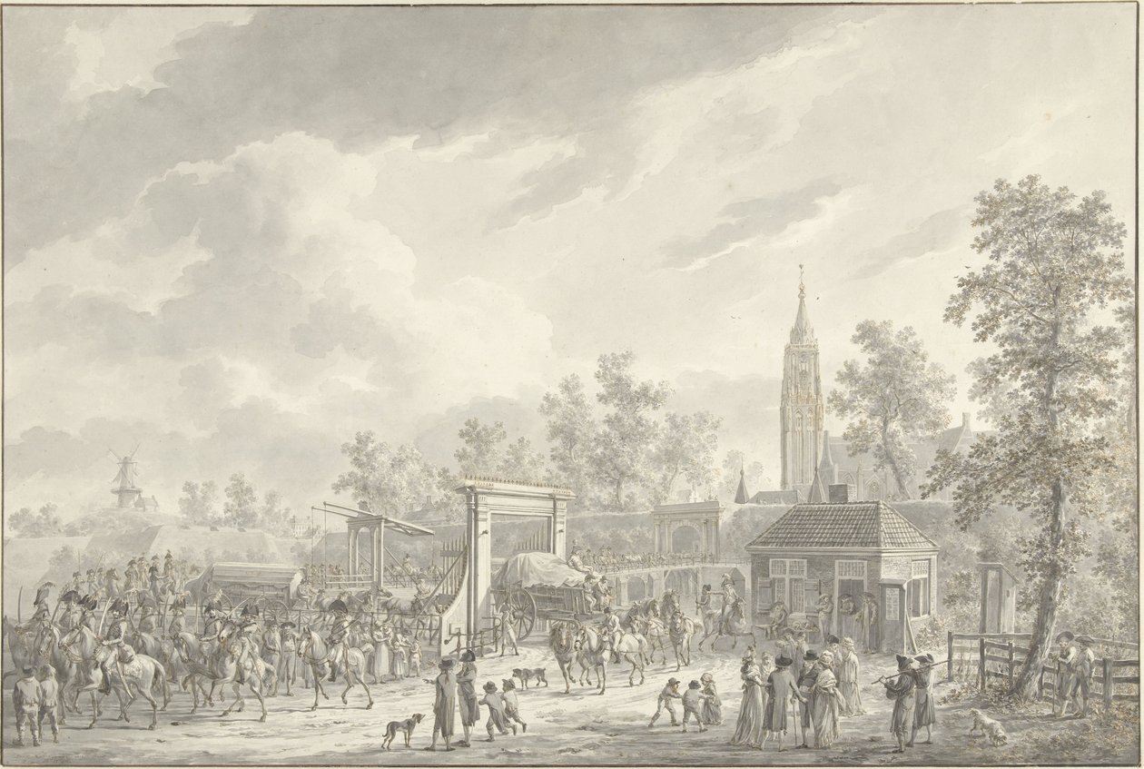 رحيل الحامية من أمرسفورت عام 1790 بواسطة ديرك لانجينديك (توقيع الفنان)