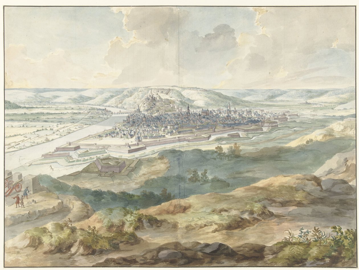 منظر لنامور من الشرق أثناء حصار عام 1695 بواسطة ديرك ماس