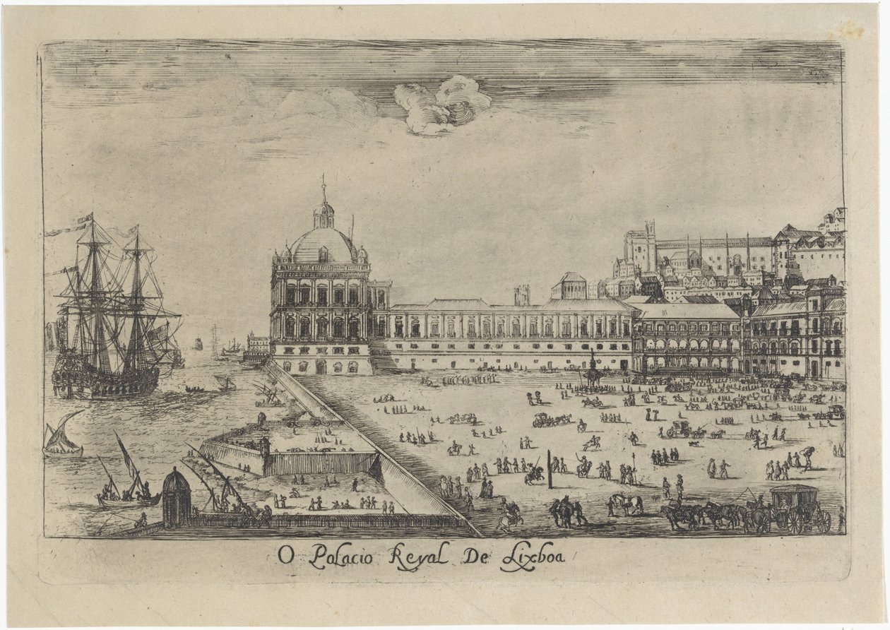 منظر للقصر الملكي في لشبونة O Palacio Reyal de Lixboa (العنوان على الكائن) مناظر لشبونة (عنوان السلسلة) بواسطة ديرك ستوب