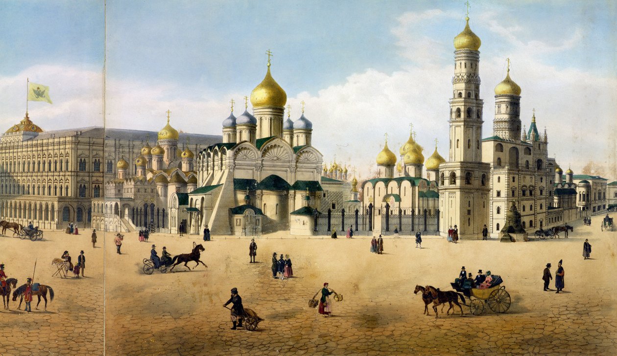 كاتدرائيات البشارة ورئيس الملائكة ، من بانوراما لموسكو ، نقشها فيليب بينويست 1813-ج 1905 و Aubrun ، حانة. بواسطة Lemercier litho تفاصيل 105099 بواسطة دميتري Indieitzeff
