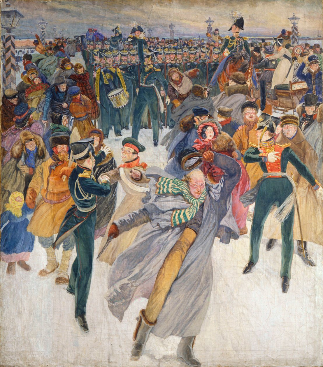 "The Decembrist Revolt at the Senate Square في 14 ديسمبر 1825" ، أواخر القرن التاسع عشر بواسطة ديمتري كاردوفسكي