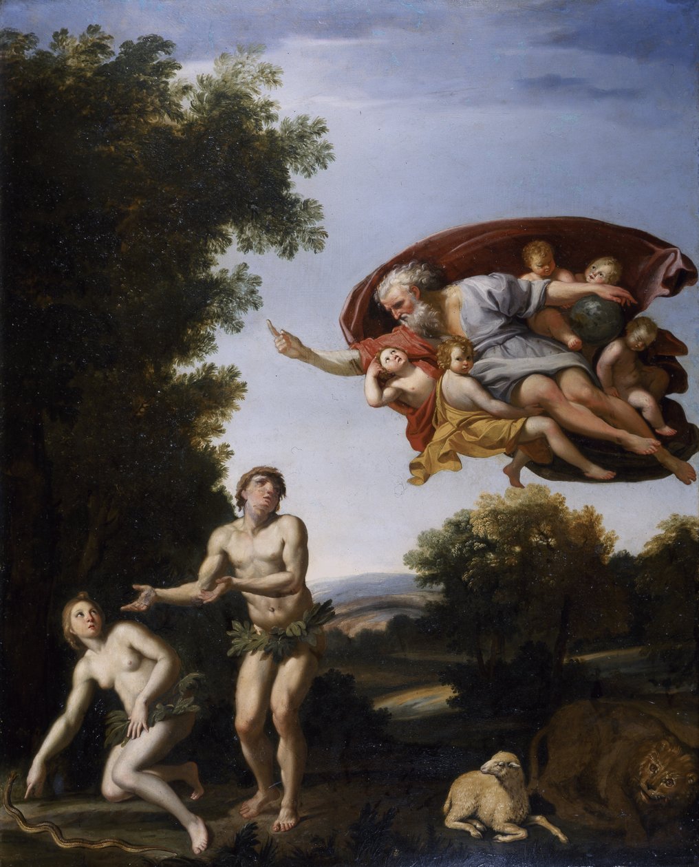 The Expulsion of Adam and Eve (oil on canvas) بواسطة دومينيكينو