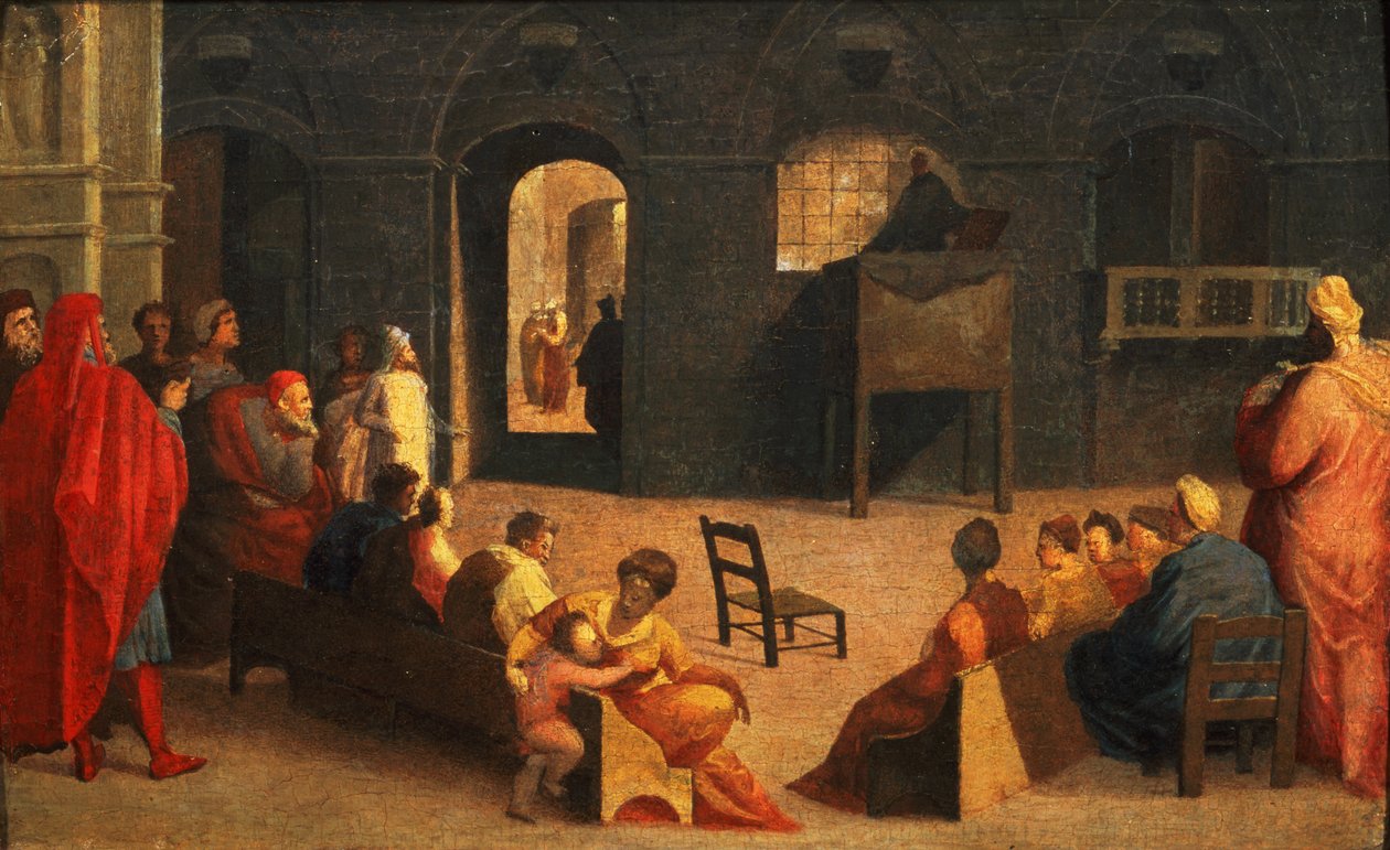 القديس برناردينو سيينا الوعظ بواسطة Domenico di Pace Beccafumi