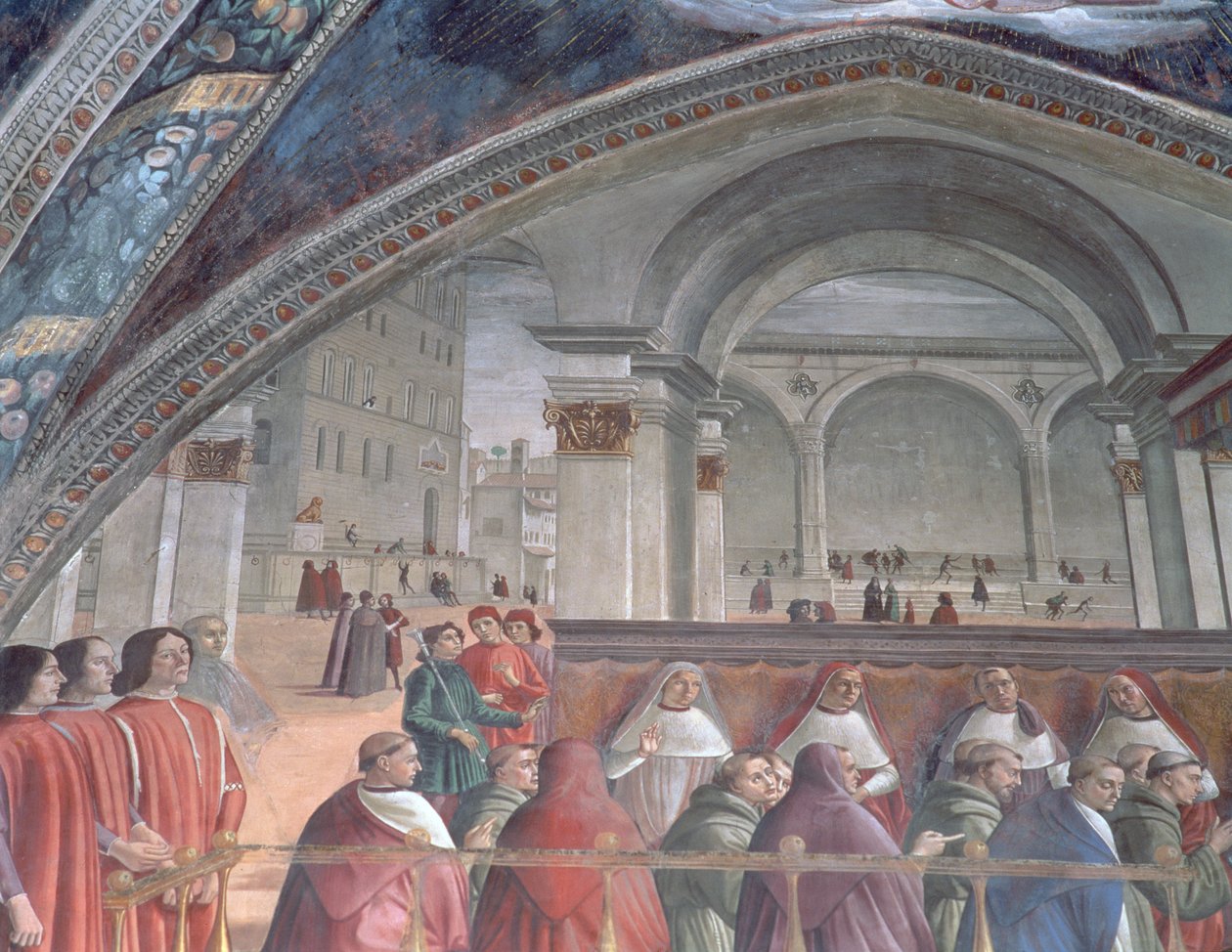 The Loggia and Palazzo della Signoria، Sassetti Chapel، 1483 (التفاصيل) بواسطة دومينيكو غيرلاندايو