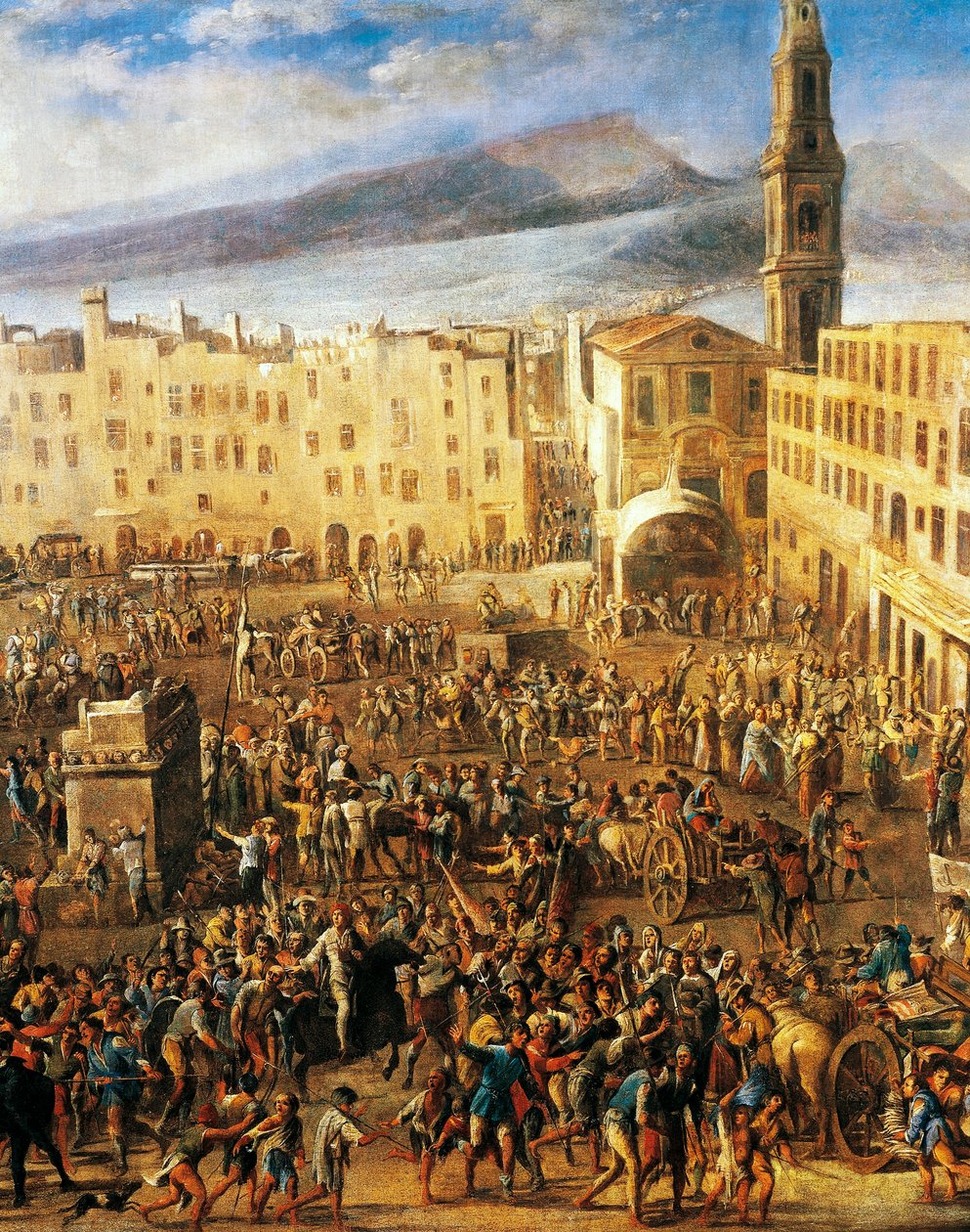 ساحة ديل ميركاتو في نابولي ، تفاصيل من ثورة ماسانييلو ، رسمها دومينيكو جارجيولو المعروف باسم ميكو سبادارو (1609 أو 1610 - 1675) ، لوحة. بواسطة دومينيكو (1612 75) جارجولو