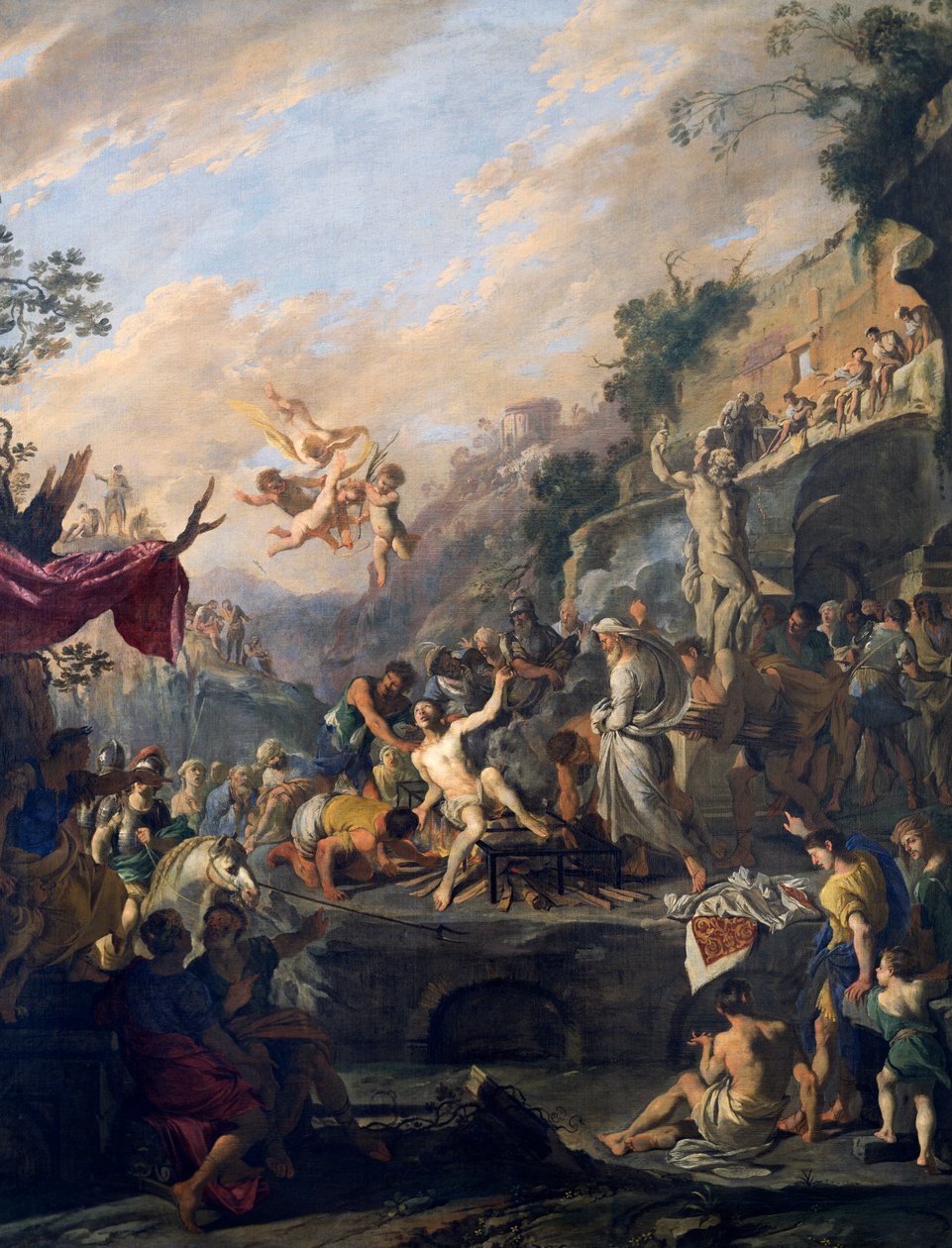 Martyrdom of Saint Lawrence, painting by Domenico Gargiulo called Micco Spadaro (1609 or 1610-ca 1675), Italy بواسطة دومينيكو جارجولو