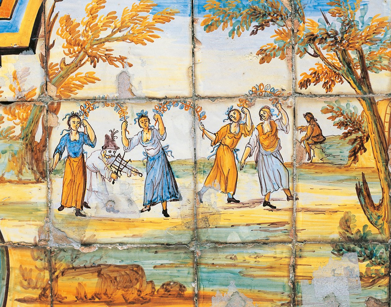 Detail of majolica decoration of Cloister of Poor Clares بواسطة دومينيكو أنطونيو فاكارو