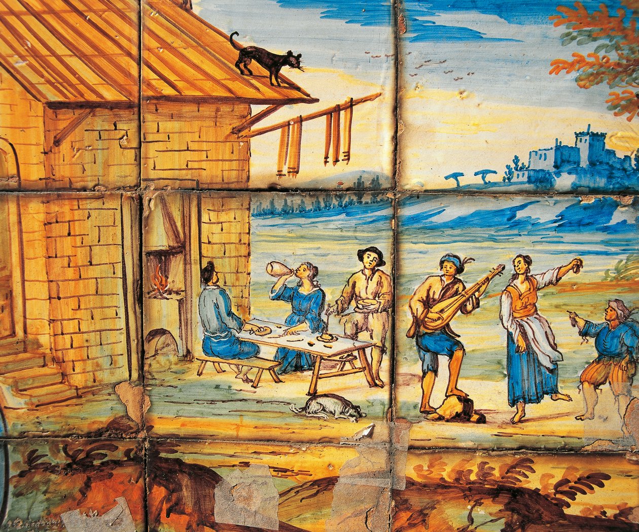 Detail of majolica decoration of Cloister of Poor Clares بواسطة دومينيكو أنطونيو فاكارو