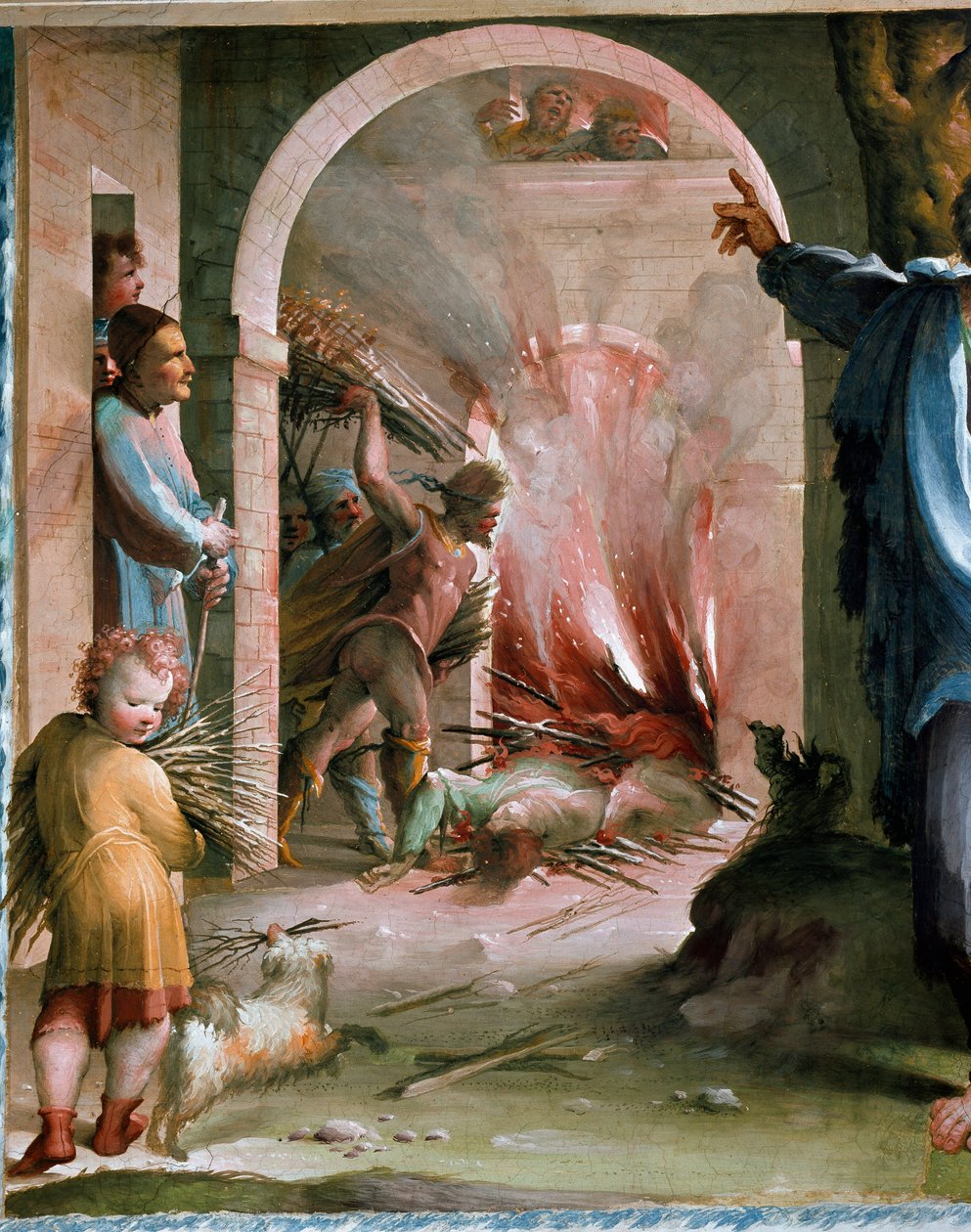 Publius Mucius Scaevola (القرن الثاني قبل الميلاد) يلقي بزملائه في Bucher Fresco of Domenico di Giacomo di Pace dit Beccafumi (1486-1551) 1529-1530 Siena (Siena) ، Palazzo Casini Casuccini بواسطة دومينيكو بيكافومي