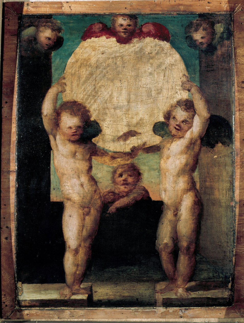 Putti reggimedaglione (ملائكة تحمل ميدالية فوق رؤوسهم). لوحة لدومينيكو بيكافومي (1486-1551) بواسطة دومينيكو بيكافومي