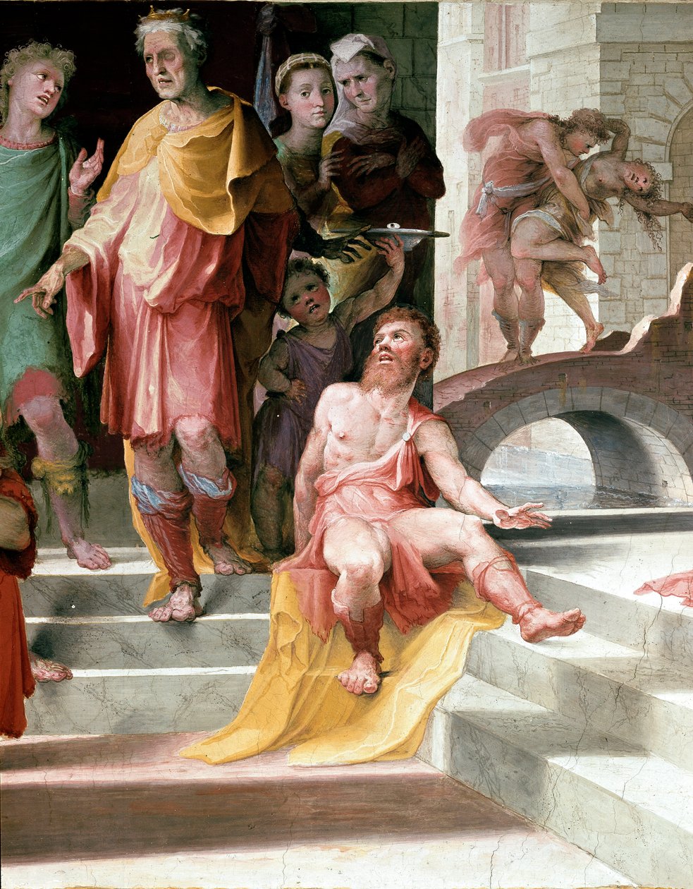 تضحية Seleucos de Locres (Seleucus de Locride) Seleucos لتعمي ابنه ، من أجل معاقبته على جريمة اغتصاب ارتكبها ، قبل أن يموت إحدى عينيه. فريسكو لدومينيكو دي جياكومو دي بيس دي بيكافومي (1486-1551). التفاصيل. 1529-1535 سي بواسطة دومينيكو بيكافومي