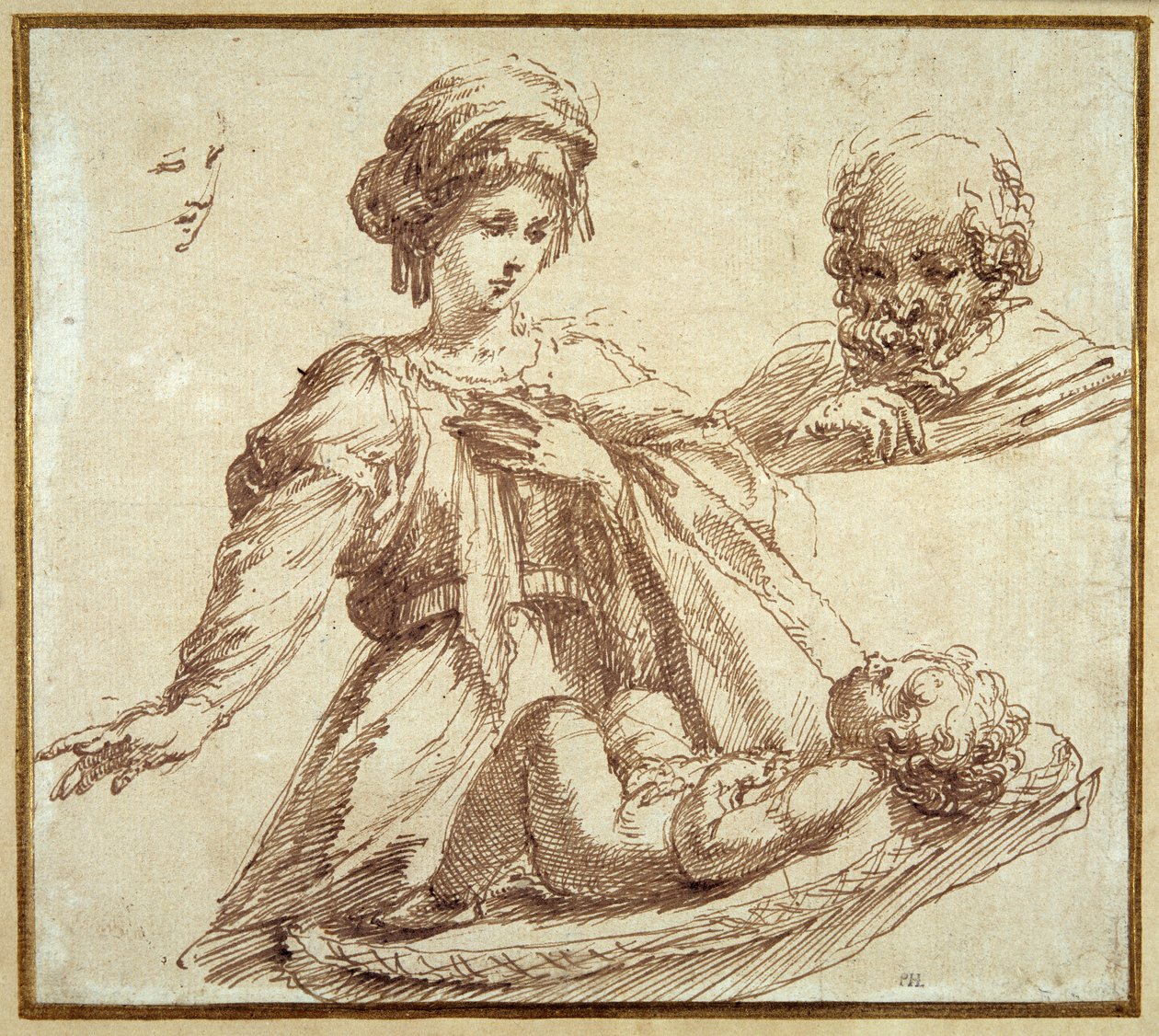 The Holy Family (pen & ink on paper) بواسطة دومينيكو كامبانيولا