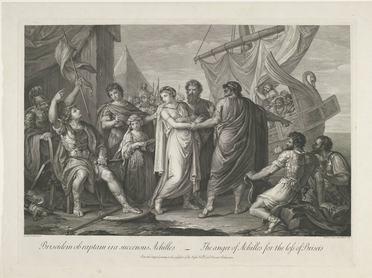 استهجان أخيل على فيرليس فان بريسيس غضب Achilles لفقدان Briseis (العنوان على الكائن) بواسطة دومينيكو كونيجو