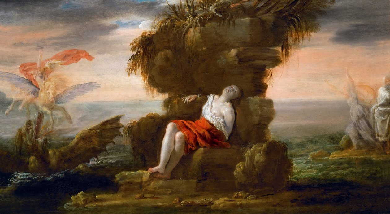 الباروك: Persee Liberant Andromede - Perseus Freeing Andromeda par Fetti ، Domenico (1588 / 90-1623) ، ج. 1621. زيت على خشب ، 40.5x72.5. متحف تاريخ الفن ، فيين بواسطة دومينيكو فيتي أو فيتي