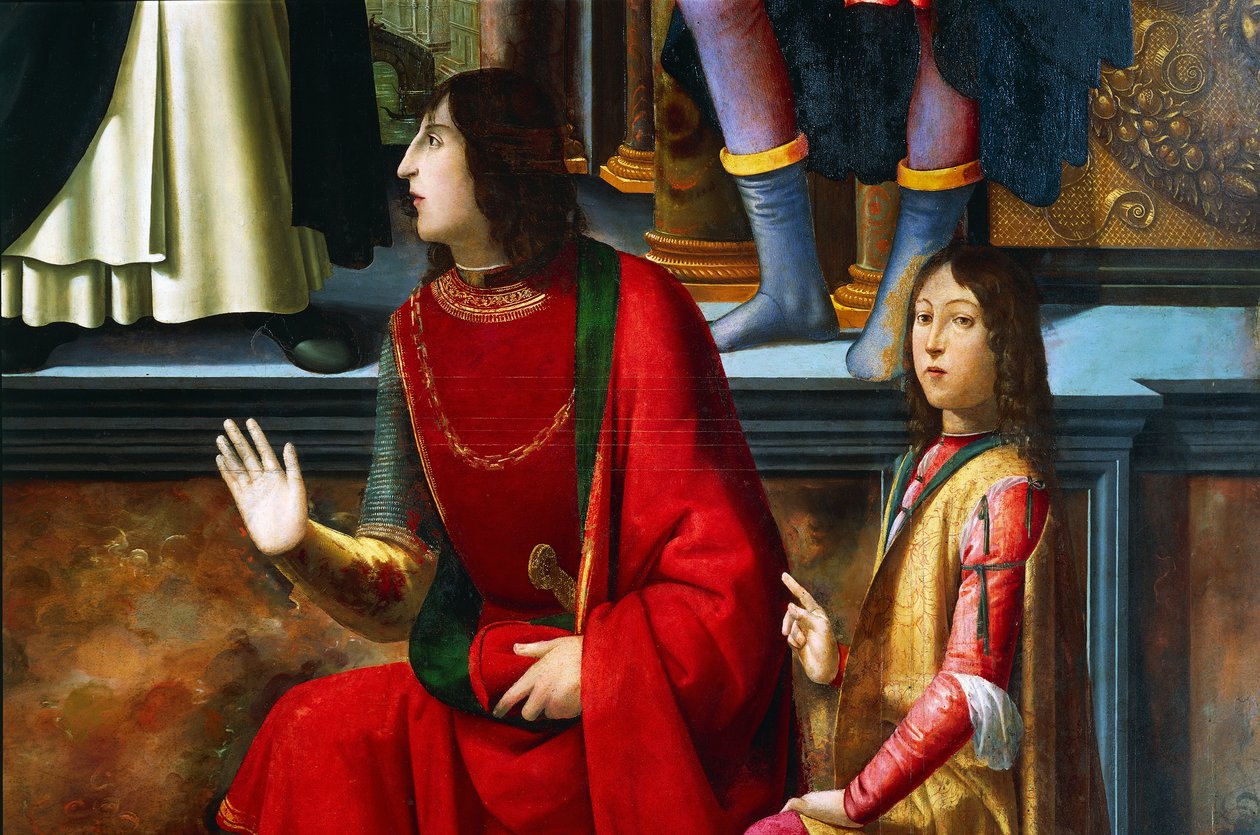Pandolfo IV Malatesta and Carlo Malatesta, detail from Sain Vincent Ferrer Altarpiece بواسطة دومينيكو غيرلاندايو