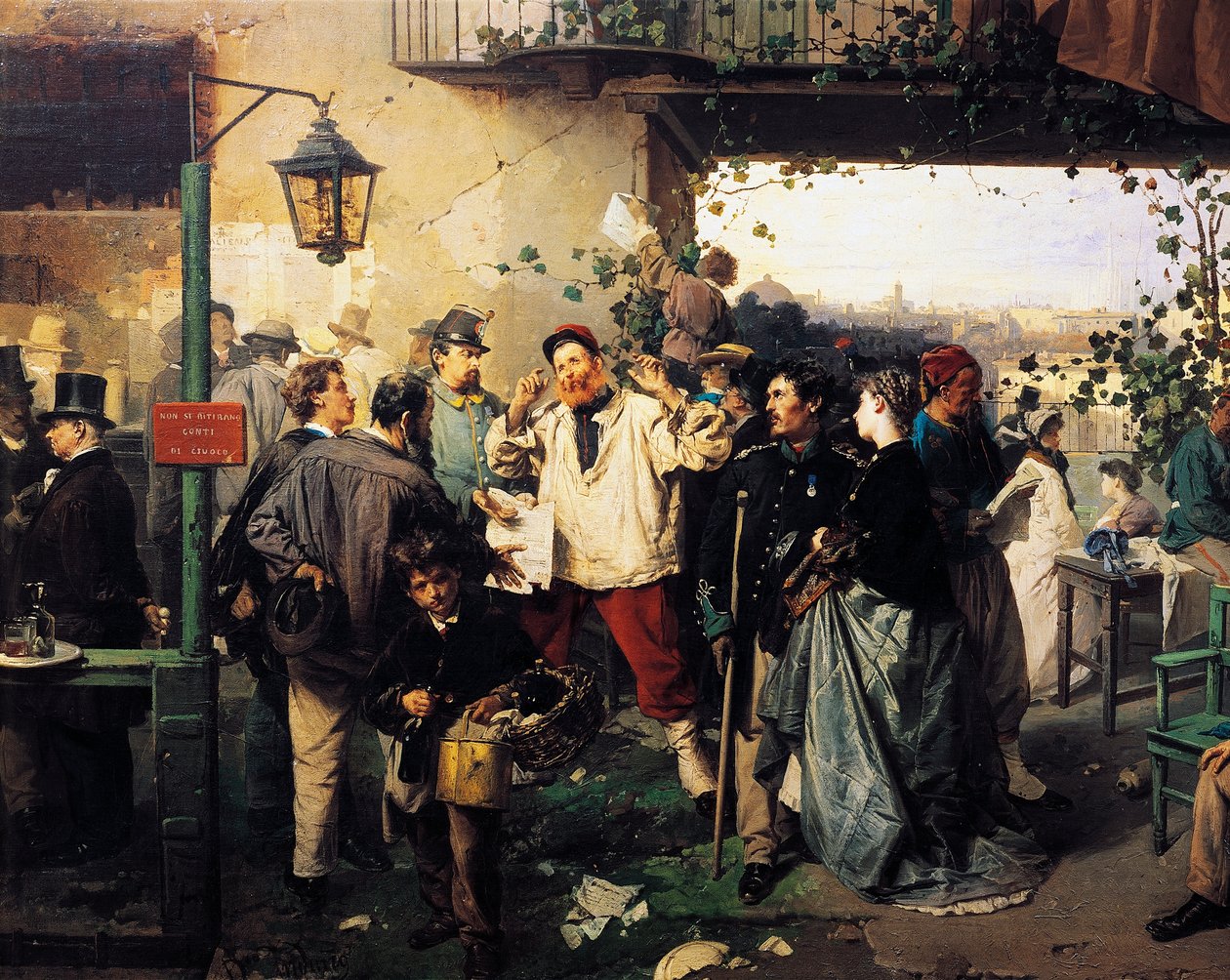 أخبار سلام فيلافرانكا ، تفاصيل من لوحة دومينيكو إندونو (1815-1878) بواسطة دومينيكو إندونو