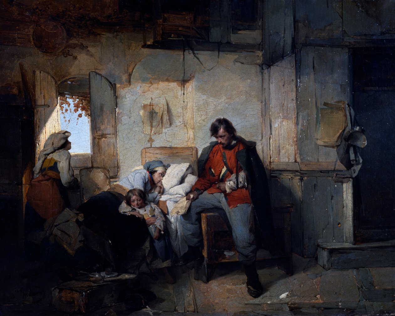 عودة الجندي المصاب ، حوالي 1854 ، بقلم دومينيكو إندونو (1815-1878) ، زيت على قماش ، 42 × 53 سم ، إيطاليا بواسطة دومينيكو إندونو