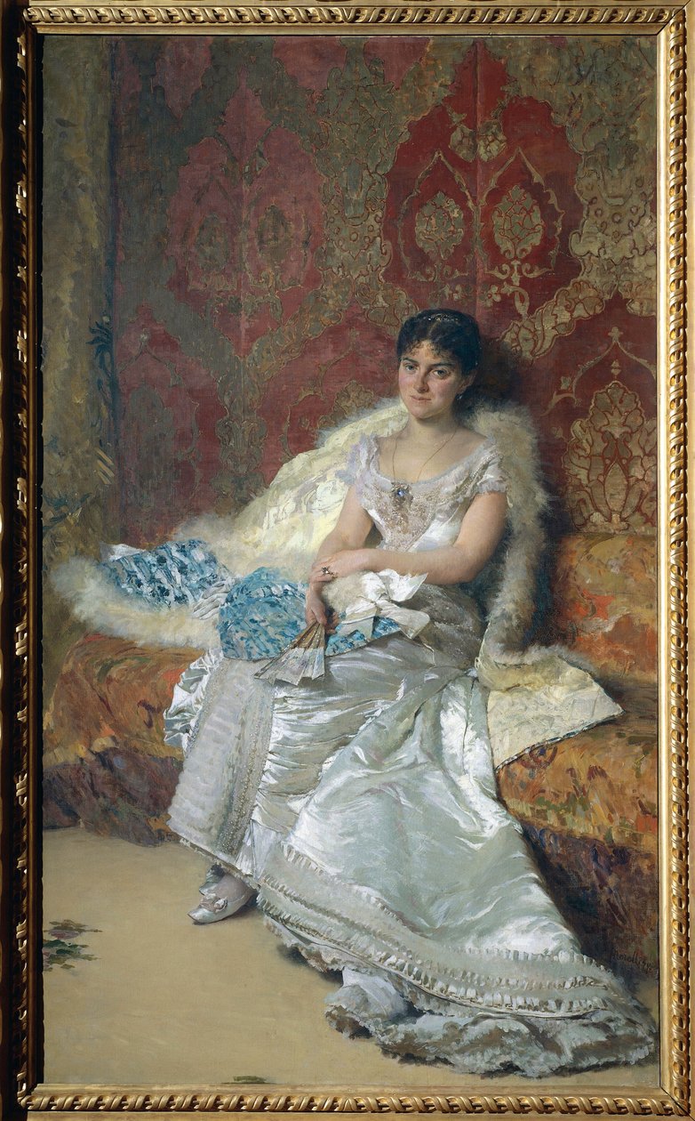 Portrait of Mrs Theresa Oneto Maglione, by Domenico Morelli بواسطة دومينيكو موريلي