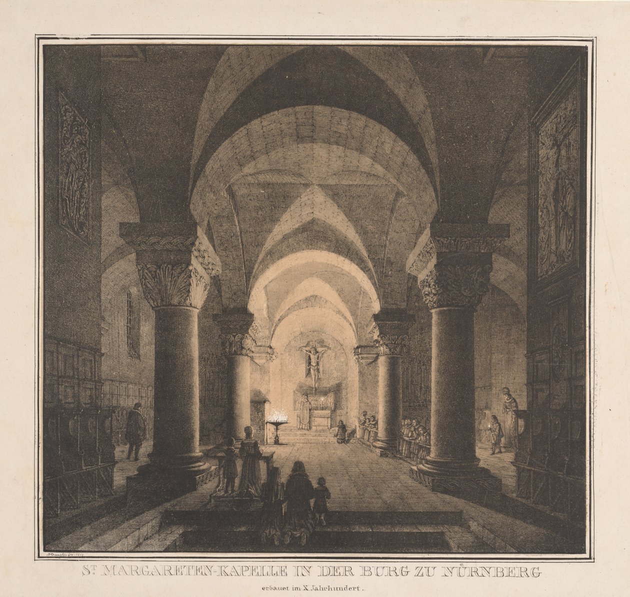 المباني البارزة في العصور الوسطى في ألمانيا: كنيسة سانت مارغريت في الإمبراطورية ... ، 1819. بواسطة دومينيكو كواليو