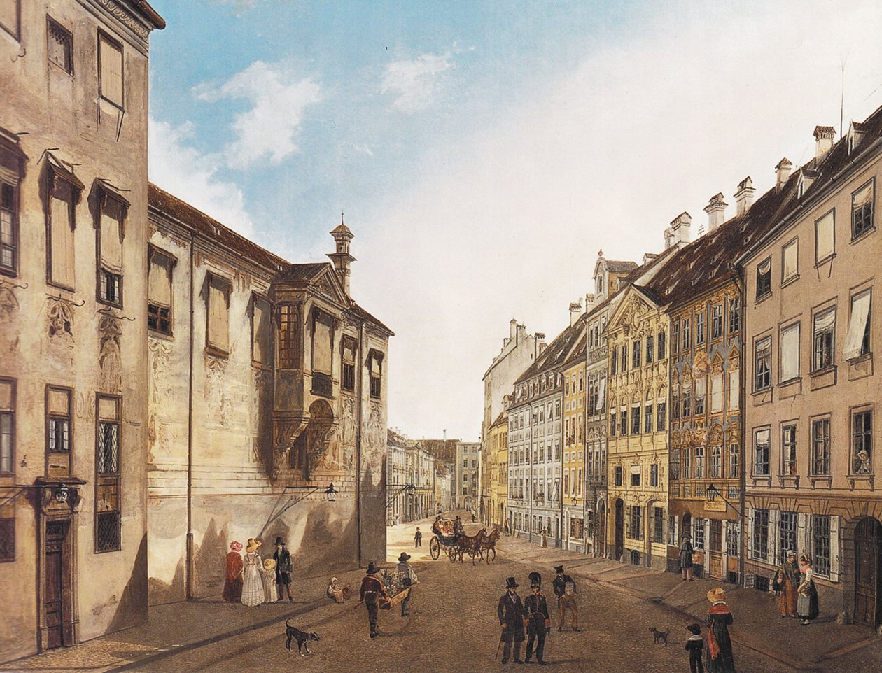 Residenzstrasse مقابل Max-Joseph-Platz في عام 1826 بواسطة دومينيكو كواجليو الأصغر