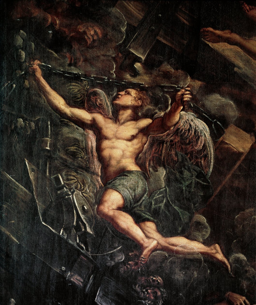 The descent of Jesus Christ (Jesus Christ) to limbo Detail of an angel. Painting by Jacopo Robusti detto il Tintoretto (The Tintoret بواسطة دومينيكو روبوستي تينتوريتو