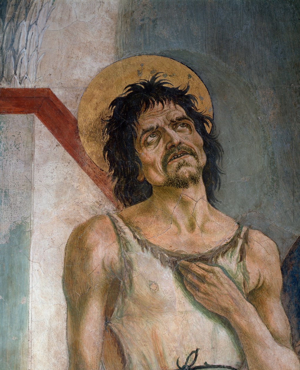 St John the Baptist and St Francis of Assisi : Detail of St John the Baptist - Fresco بواسطة دومينيكو فينيزيانو