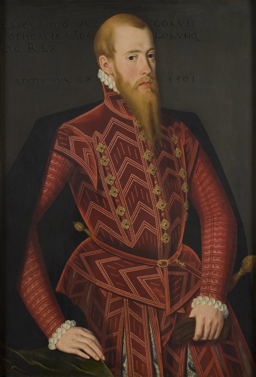 إريك الرابع عشر دي سويدي - صورة للملك إريك الرابع عشر ملك السويد (1533-1577) ، بقلم فيرويلت ، دومينيكوس (نشط 1544-1566). زيت على خشب. الأبعاد: ١٠٣ × ٦٩ سم. المتحف الوطني ستوكهولم بواسطة دومينيكوس فيرويلت