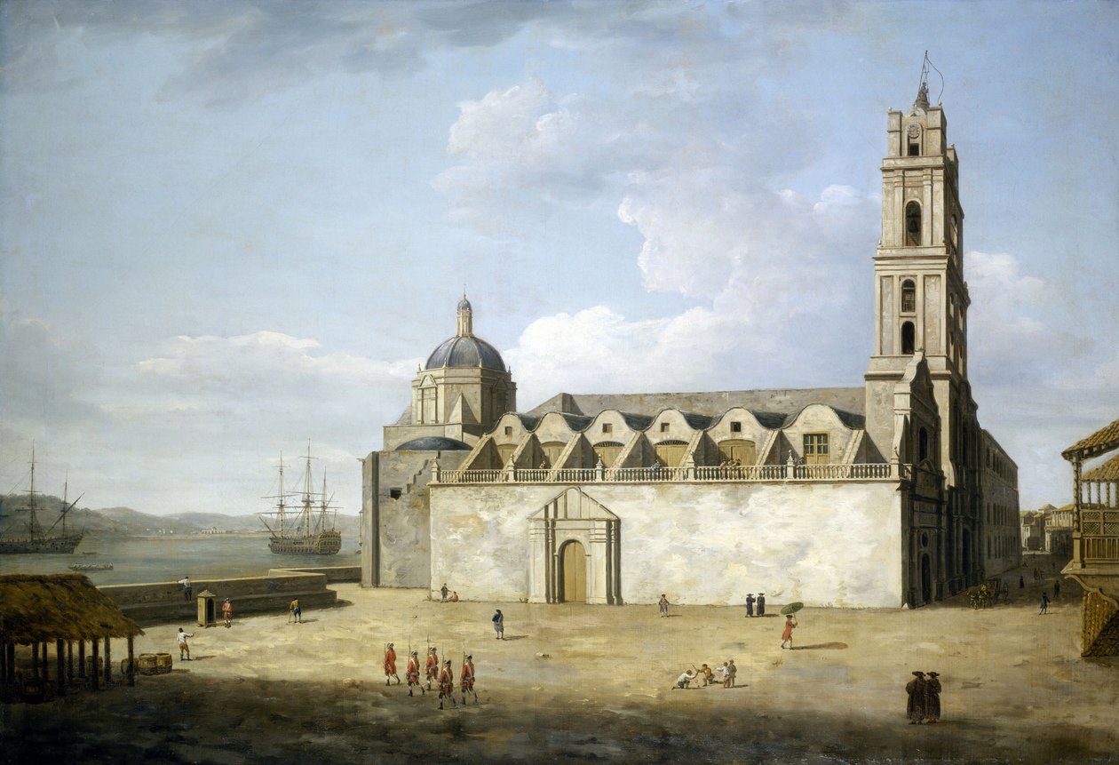 كاتدرائية هافانا (كوبا)، أغسطس وسبتمبر 1762. لوحة زيتية على قماش، رسمها دومينيك سيريس (1722-1793) بعد فترة وجيزة من استيلاء البريطانيين على المدينة عام 1762. بواسطة دومينيك سيريس